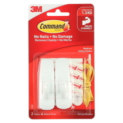  3M Command Medium Utility Hooks, 2 Hooks (17001)