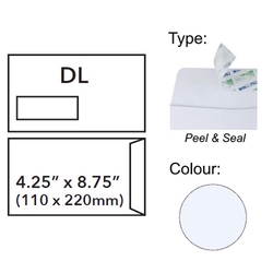 U-GRADE White Envelope with Window, Peel & Seal 4.25" x 8.75"/DL (Pack of 20's) U-GRADE White Envelope with Window, Peel & Seal 4.25" x 8.75"/DL (Pack of 20's)