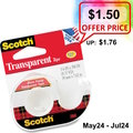 Anniversary Sales - 3M Scotch® 157S Transparent Tape 3/4" x 8.33YD (157S)