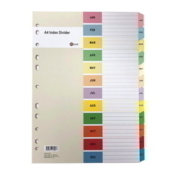  POP BAZIC Paper Index Divider Colour (Jan-Dec), A4