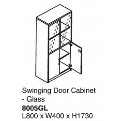  SHINEC Glass Door Cabinet w/Lock 8005GL (Gry)
