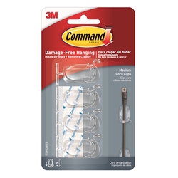  3M Command™ Clear Medium Cord Organiser, 17301CLR (4 Hooks/5 Strips)