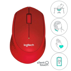  LOGITECH Silent Wireless Mouse M331 (Red)