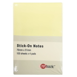  POP BAZIC Sticky Note Pad 3x2" 4P, 100's