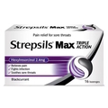  STREPSILS Max Triple Action Lozenges 16's (Pain Relief For Sore Throat)