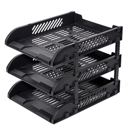  DELI Plastic Letter Tray, 2-Tier, Black (E9217)