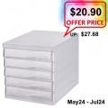 BS POP BAZIC File Cabinet 1003, 5 Drawer (Clear)
