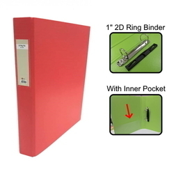  POP BAZIC PP 2D Ring File, 1.5" A4 (Red)