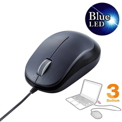  ELECOM Wired Blue LED 3 Button Mouse (Black)