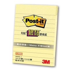  3M Post-it Super Sticky Line Note, 4x6" (Yel)