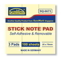  SUREMARK Stick Note Pad 3's/Pad (1"x3")100 Sheets, SQ6671