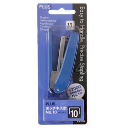  PLUS Stapler PS-10E with 2 Staples, Blue (31069)