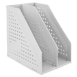  DELI 2 Layer Foldable Magazine Holder, Light Grey (78999)