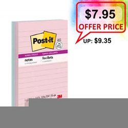  Anniversary Sales - 3M Post-It® Super Sticky Recycled Lined Notes, 4" x 6" x 3Pads/Pack (660-3SSNRP)