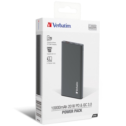  VERBATIM 20W PD & QC 3.0 Power Bank 10000mAh, 66689 (Black Grey)