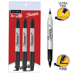  SHARPIE Twin Tip Permanent Marker (Pack of 3)(Black)