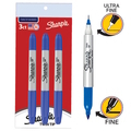  SHARPIE Twin Tip Permanent Marker (Pack of 3)(Blue)
