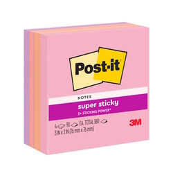  3M Post-it® Flamingo Super Sticky Notes 654-4SSFLA, 3"x3"x 90 Sheets/Pad (Pack of 4 Pad)