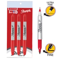  SHARPIE Twin Tip Permanent Marker (Pack of 3)(Red)