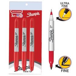  SHARPIE Twin Tip Permanent Marker (Pack of 3)(Red)
