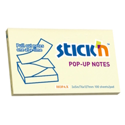  HOPAX Stick'n Pop-Up Notes 21396, 3"x5"x 100 Sheets/Pad (Yellow)