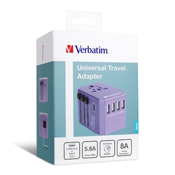  VERBATIM Universal Travel Adaptor 5 Port 5.6A - Purple