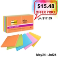  Anniversary Sales - 3M Post-It® Energy Boost Super Sticky Notes, 3" x 3" x 10Pads/Pack (654-10SSAU)