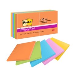  Anniversary Sales - 3M Post-It® Energy Boost Super Sticky Notes, 3" x 3" x 10Pads/Pack (654-10SSAU)