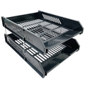  POP BAZIC Plastic Letter Tray, 2-Tier (Black)