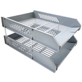  POP BAZIC Plastic Letter Tray, 2-Tier (Light Grey)