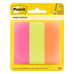  3M Post-It® Page Marker, 25 x 76mm x 3Pads/Colous (671-3AN)