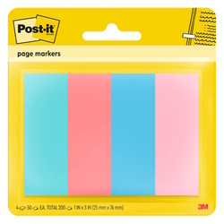  3M Post-It® Page Marker, 25 x 76mm x 4Pads/Colous (671-4ASST)