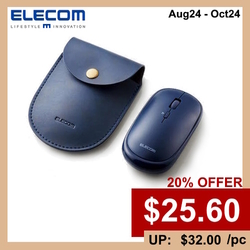  20%OFF - ELECOM Bluetooth 2.4GHz Wireless Mouse (with Pouch) M-TM10BB Series (Blue)