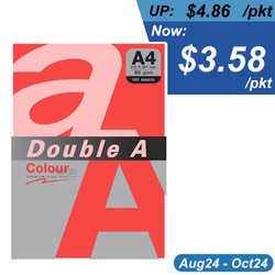  DA SP - DOUBLE A Premium Multi-Purpose Colour Paper, A4 80g 100's (Red)