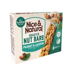  NICE & NATURAL Roasted Nut Bars, Peanut & Cashew, 32g x 6 Bars