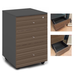  B-One Mobile Pedestal, 3-Drawer (Dark Brown)