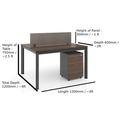  Be-One 2 Pax Open Concept Workstation with Desktop Panel 121275 (Oak Brown)