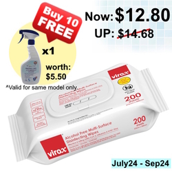  OFFER02 - VIROX Alcohol-Free Multi-Surface Disinfecting Wipes 200's/Pkt