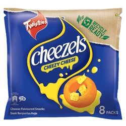  TWISTIES Cheezels Cheezy Cheese Rings, 13g x 8's/Bag