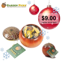  GARDEN PICKS CHRISTMAS SALE - Acorn Tin, Fruit Medley