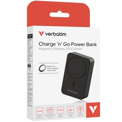  VERBATIM Magnetic Wireless Charge ‘n’ Go Power Bank 20000mAh, 32223 (Black)
