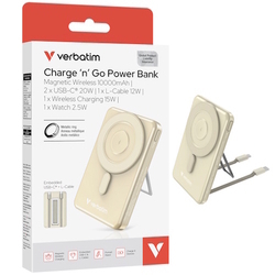  VERBATIM 5-in-1 Magnetic Wireless Charge ‘n’ Go Power Bank 10000mAh, 32233 (Gold)