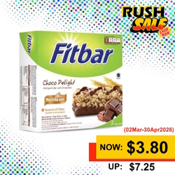  RUSH SALE - FITBAR Multigrain Cereal Bar, Choco Delight 22g x 5's/Box