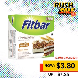  RUSH SALE - FITBAR Multigrain Cereal Bar, Tiramisu Delight 22g x 5's/Box
