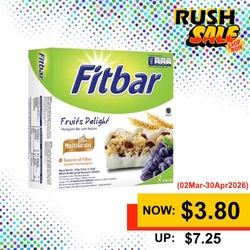  RUSH SALE - FITBAR Multigrain Cereal Bar, Fruits Delight 22g x 5's/Box