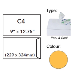  ANCHOR Gold Kraft Envelope, Peel & Seal 9&rdquo; x 12.75&rdquo;/C4 (Box of 500's)