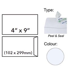  BESFORM White Envelope, Peel & Seal 4" x 9" (Box of 500's)