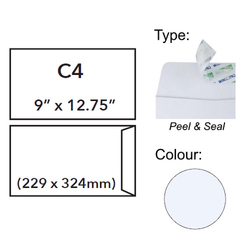  BESFORM White Envelope, Peel & Seal 9" x 12.75"/C4 (Pack of 50's)