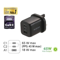 ELECOM 3-Port 65w GaN II Wall Charger, MPA-ACAS02BFBK ELECOM 3-Port 65w GaN II Wall Charger, MPA-ACAS02BFBK
