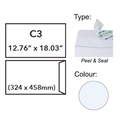  U-GRADE White Envelope, Peel & Seal 12.76" x 18.03"/C3 (Pack of 5's)